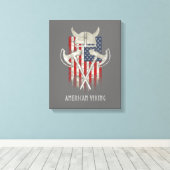 Toile American Viking. Drapeau, Détaché, Casque, Ax (Insitu (Plancher de Bois))