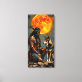 Toile Amérindien et Loup (Recto)