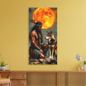Toile Amérindien et Loup (Insitu(Salon))