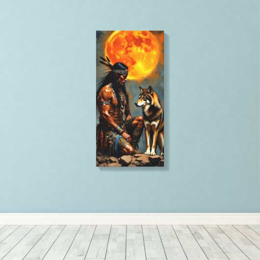 Toile Amérindien et Loup (Insitu (Plancher de Bois))