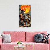 Toile Amérindien et Loup (Insitu(Salon))