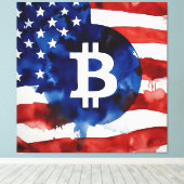Toile Amérique Bitcoin (Peinture No. 1) (Insitu (Plancher de Bois))