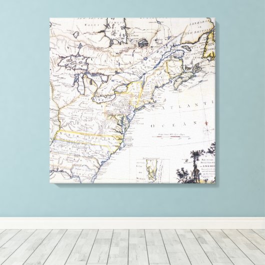Toile AMÉRIQUE COLONIALE : MAP, c1770 (Insitu (Plancher de Bois))