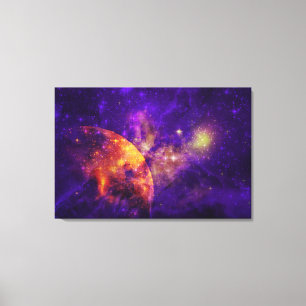 Toile Amethyst Sky, Golden Planet n Nebula Canvas Imprim