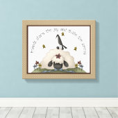 Toile Amis Campagne primitive Sheep & Crow (Insitu (Plancher de Bois))