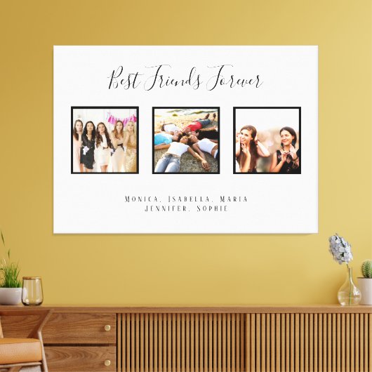 Toile Amis pour toujours noms photo blanc chic (Insitu(Salon))
