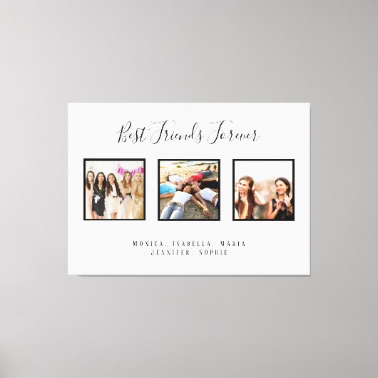 Toile Amis pour toujours noms photo blanc chic (Recto)