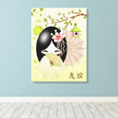 Toile Amitié - Amitié, Poupée Kokeshi Au Printemps (Insitu (Plancher de Bois))