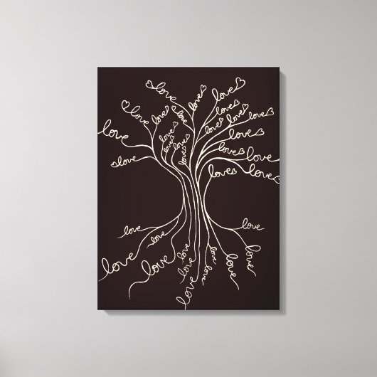 Toile Amour Arbre de Vie Nature Coeurs Brown Cute Rustiq (Recto)