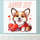Toile Amour de Corgi Mignon (Insitu (Plancher de Bois))