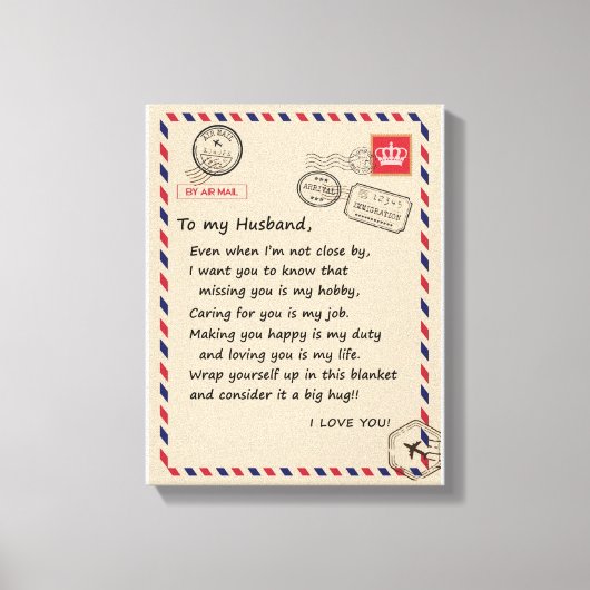 Toile Amour Mari | Lettre À Mon Mari Je T'Aime (Recto)