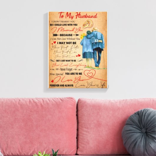 Toile Amour Mari | Lettre À Mon Mari Je T'Aime (Insitu(Salon))