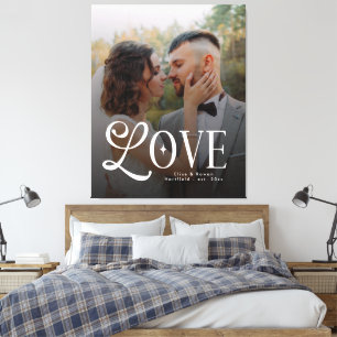 Toile Amour Moderne Monogramme de Couple Photo Mariage s
