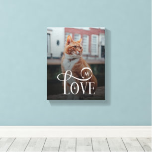Toile Amour Moderne Monogramme Photo de Chats Personnali