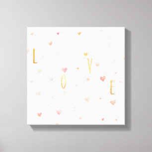 Toile Amour rose d'or de coeurs d'aquarelle