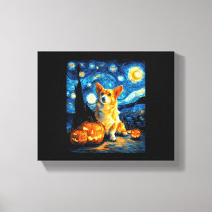 Toile Amoureux de chiens Corgi Peinture de van gogh nuit