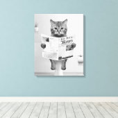 Toile Amoureux de les chats Salle de bain Mur Art, Chat (Insitu (Plancher de Bois))