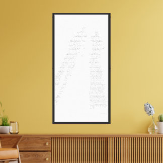 Toile Amoureux de silhouette noire avec citation d'amour