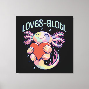Toile Amours romantiques - axolotl heureux