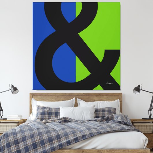 Toile Ampersand sur bleu et vert (Insitu(Chambre))