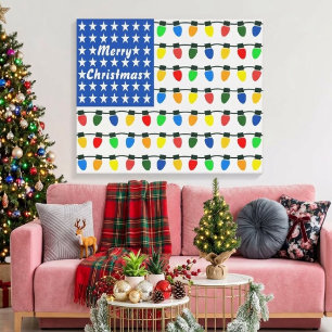 Toile Ampoules de Noël patriotiques drapeau de vacances