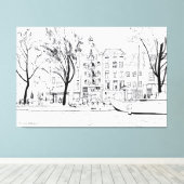 Toile Amsterdam Canal Line Dessin - Noir & Blanc (Insitu (Plancher de Bois))