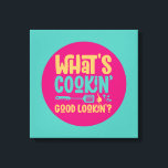 Toile Amusant Quoi de Cuisine Bon Aperçu Cuisine Rétro A<br><div class="desc">Art de la typographie colorée avec des couleurs rétro et vibrantes. Des puns et des citations amusants sur la nourriture, la cuisine, la cuisson et la restauration. Décor parfait pour votre cuisine, diner, café, boulangerie ou restaurant. La couleur Arrière - plan (le cercle et le carré) est personnalisable via l'outil...</div>
