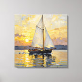 Toile An Impasto Illustration of a Sailboat at Sunset (Recto)