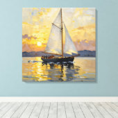 Toile An Impasto Illustration of a Sailboat at Sunset (Insitu (Plancher de Bois))