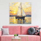 Toile An Impasto Illustration of a Sailboat at Sunset (Insitu(Salon))