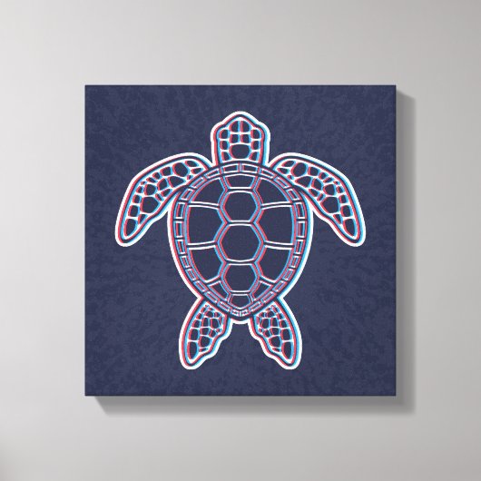 Toile Anaglyphe Rouge Et Bleu 3D Effet Glitch Tortue de (Recto)