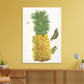 Toile Ananas avec chenille et papillons (main-c (Insitu(Salon))