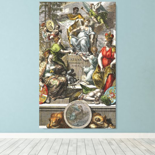 Toile Ancien dessin cartographique (Insitu (Plancher de Bois))