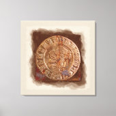 Toile Ancien disque maya en métal sculpté Disque en toil (Recto)