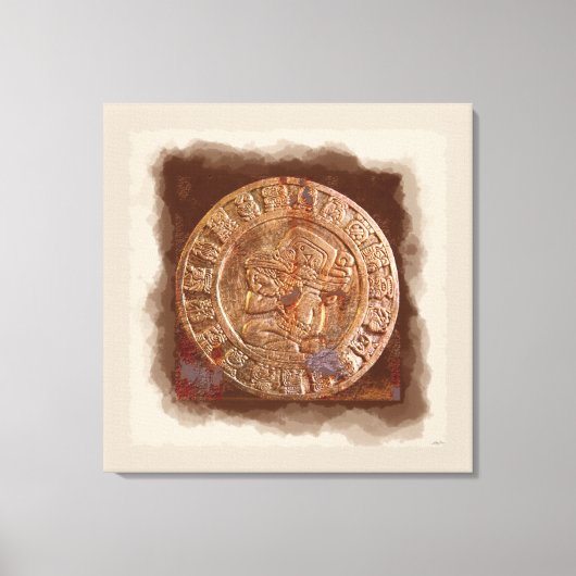 Toile Ancien disque maya en métal sculpté Disque en toil (Recto)