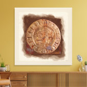 Toile Ancien disque maya en métal sculpté Disque en toil (Insitu(Salon))