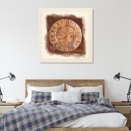 Toile Ancien disque maya en métal sculpté Disque en toil (Insitu(Chambre))