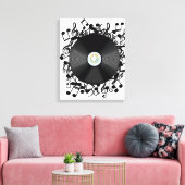 Toile Ancien disque vinyle et notes de musique (Insitu(Salon))