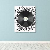 Toile Ancien disque vinyle et notes de musique (Insitu (Plancher de Bois))