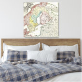 Toile Ancienne carte de Scandinavie Finlande Danemark No (Insitu(Chambre))