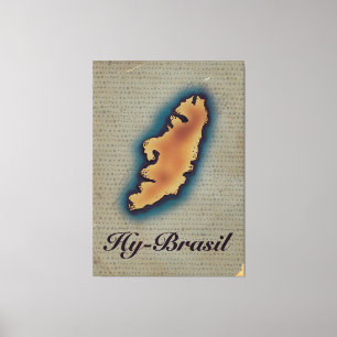 Toile Ancienne carte mythologique du Hy-Brésil