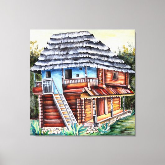 Toile Ancienne Maison Roumaine Traditionnelle En Transyl (Recto)