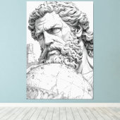 Toile Ancient Stone Atlas Titan Close-up Sculpture Canva (Insitu (Plancher de Bois))