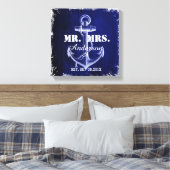 Toile ancre bleu rustique mariage nautique m et mme (Insitu(Chambre))