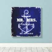 Toile ancre bleu rustique mariage nautique m et mme (Insitu (Plancher de Bois))