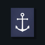 Toile Ancre bleue marine<br><div class="desc">Toile marine minimaliste moderne avec ancre blanche sur arrière - plan bleu marine. Parfait comme décor de maison de plage,  cadeau de ménage et plus encore.</div>