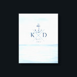 Toile Ancre d'aquarelle de plage de Monogram nautique<br><div class="desc">Ajoutez un flair marin à vos murs avec ce design d'ancre monogramme personnalisable avec un arrière - plan d'aquarelle océanique.</div>