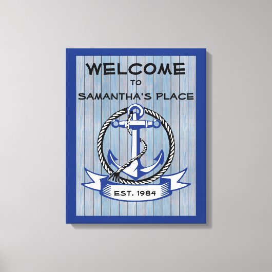 Toile Ancre de bienvenue sur les platines bleues (Recto)