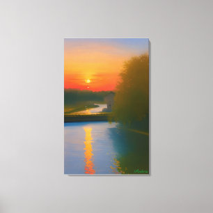 Toile Anders Artistry* Dusk Tombe Sur Une Voie Navigable