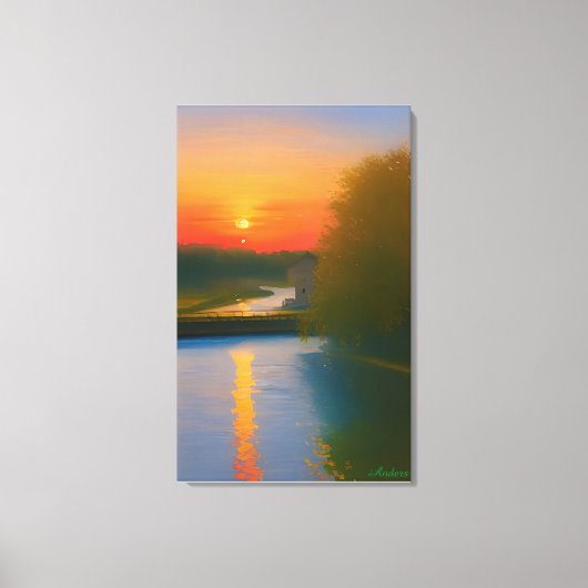 Toile Anders Artistry* Dusk Tombe Sur Une Voie Navigable (Recto)